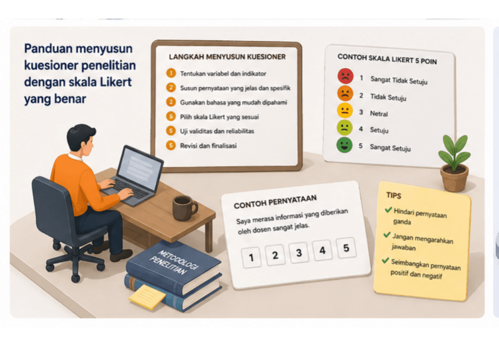 Panduan menyusun kuesioner penelitian dengan skala likert yang benar