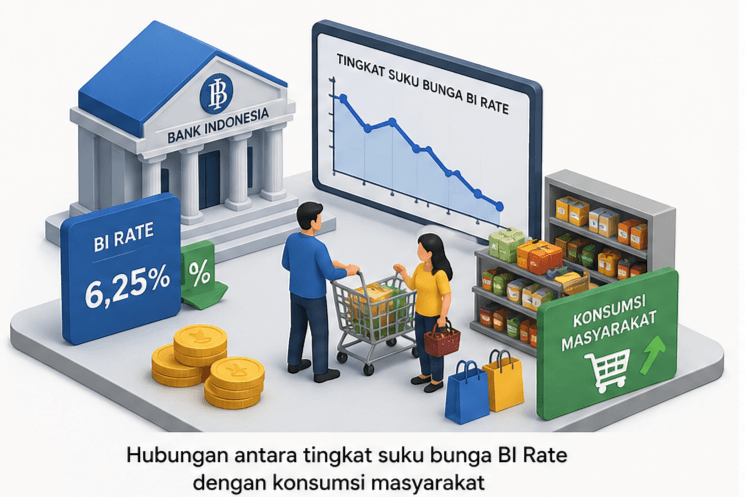 Hubungan antara tingkat suku bunga BI Rate dengan konsumsi masyarakat