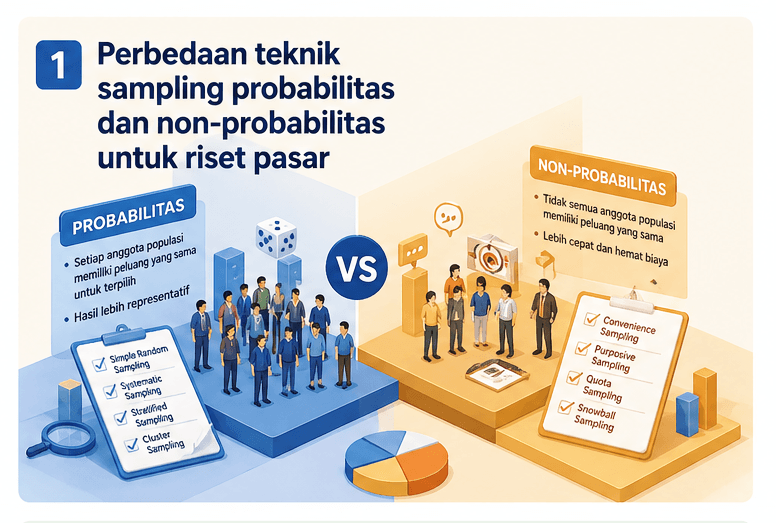 Perbedaan teknik sampling probabilitas dan non-probabilitas untuk riset pasar