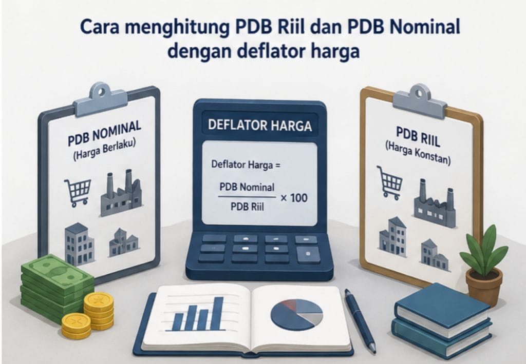 Cara menghitung PDB Riil dan PDB Nominal dengan deflator harga