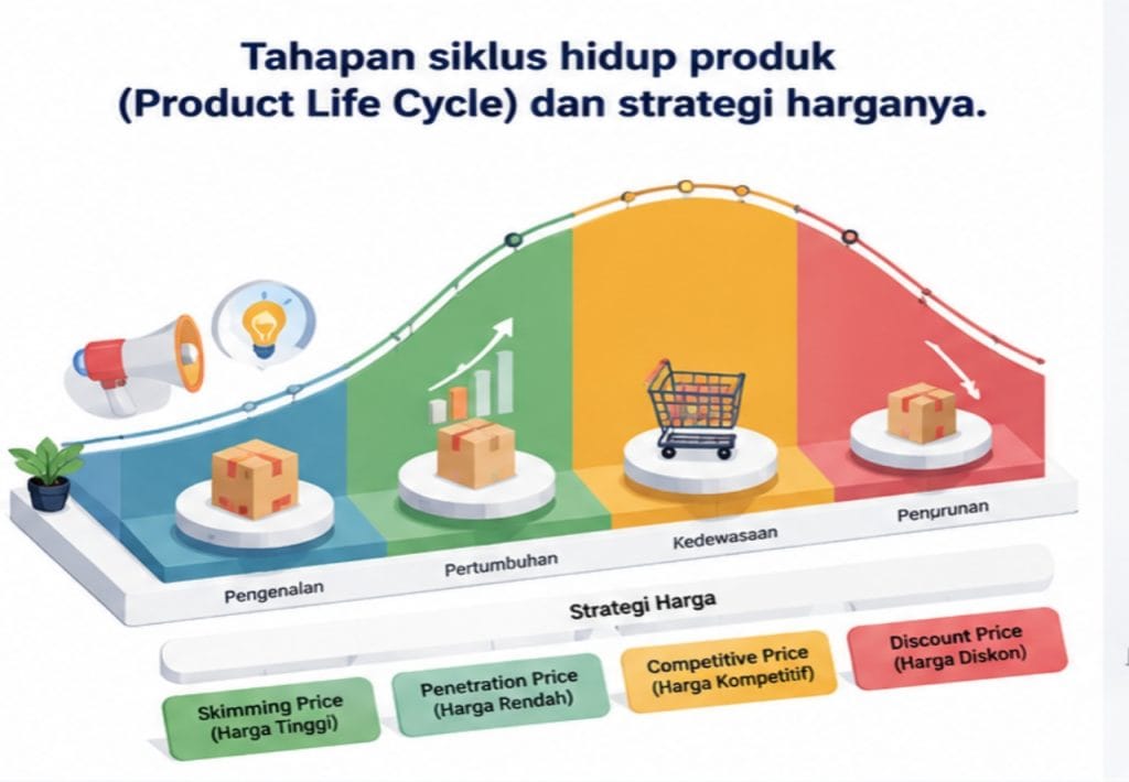 Tahapan siklus hidup produk (Product Life Cycle) dan strategi harganya