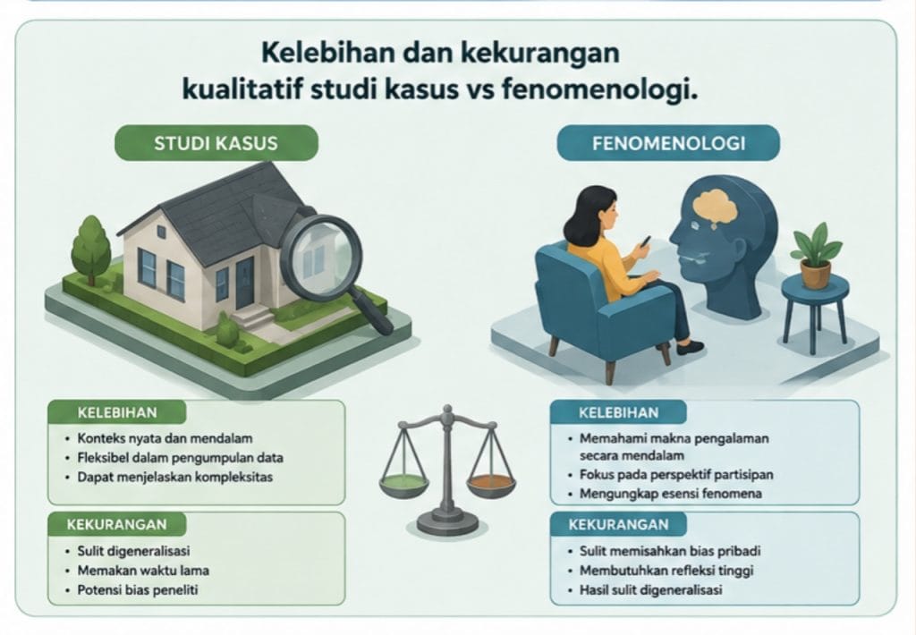 Kelebihan dan kekurangan kualitatif studi kasus vs fenomenologi